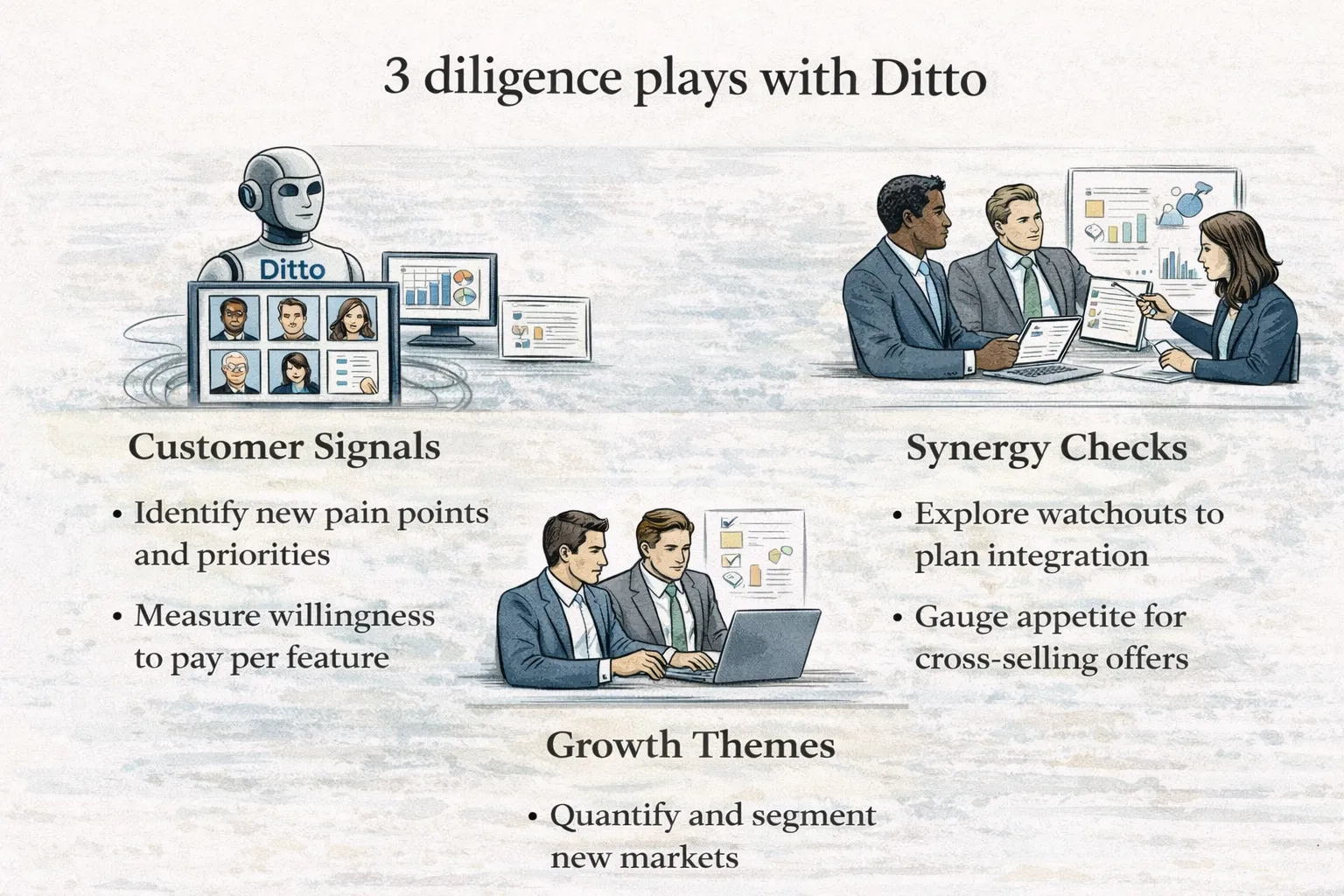 Three diligence plays one-pager.